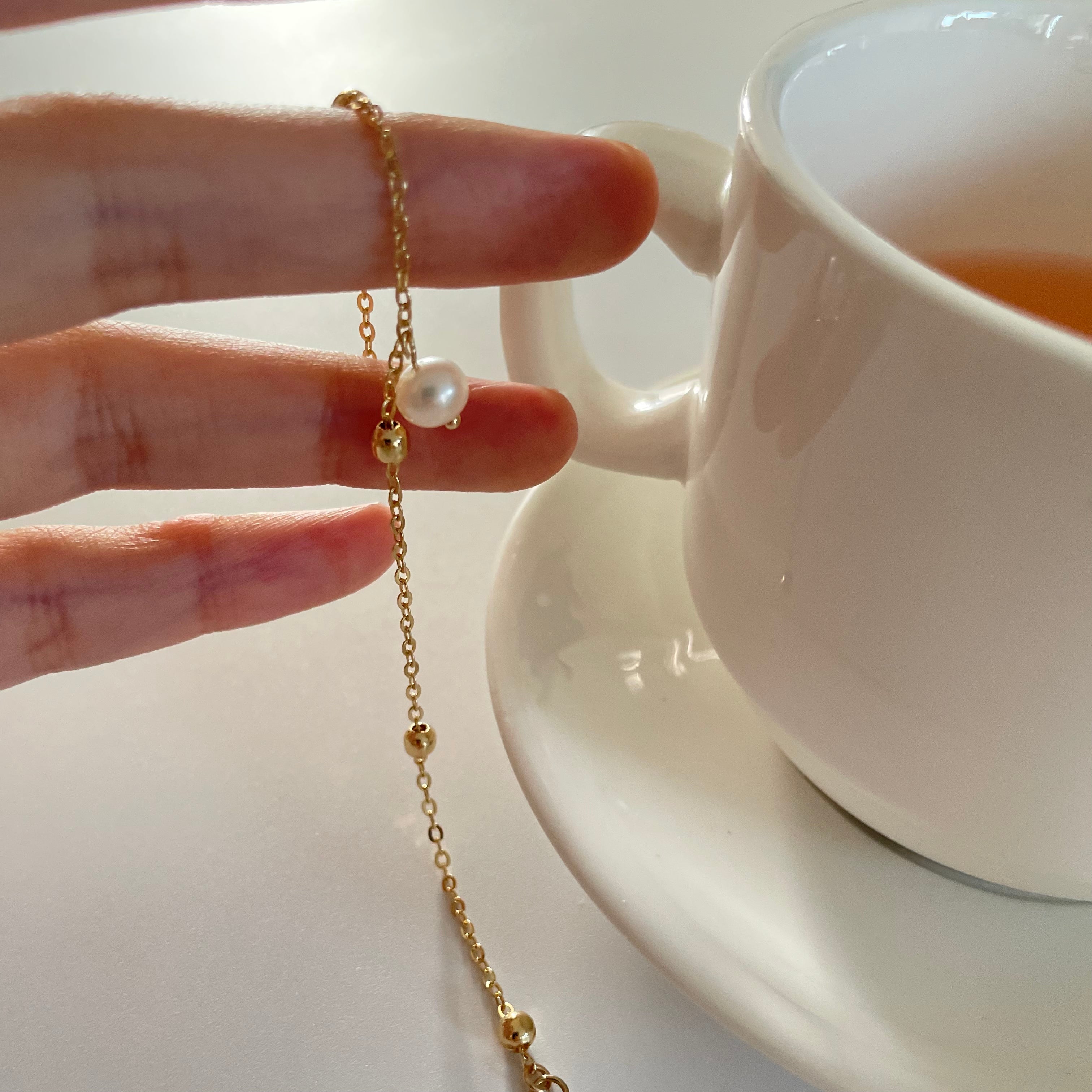 The 'Petite Drop' Dainty Pearl & Bead Bracelet - 14K Gold Filled