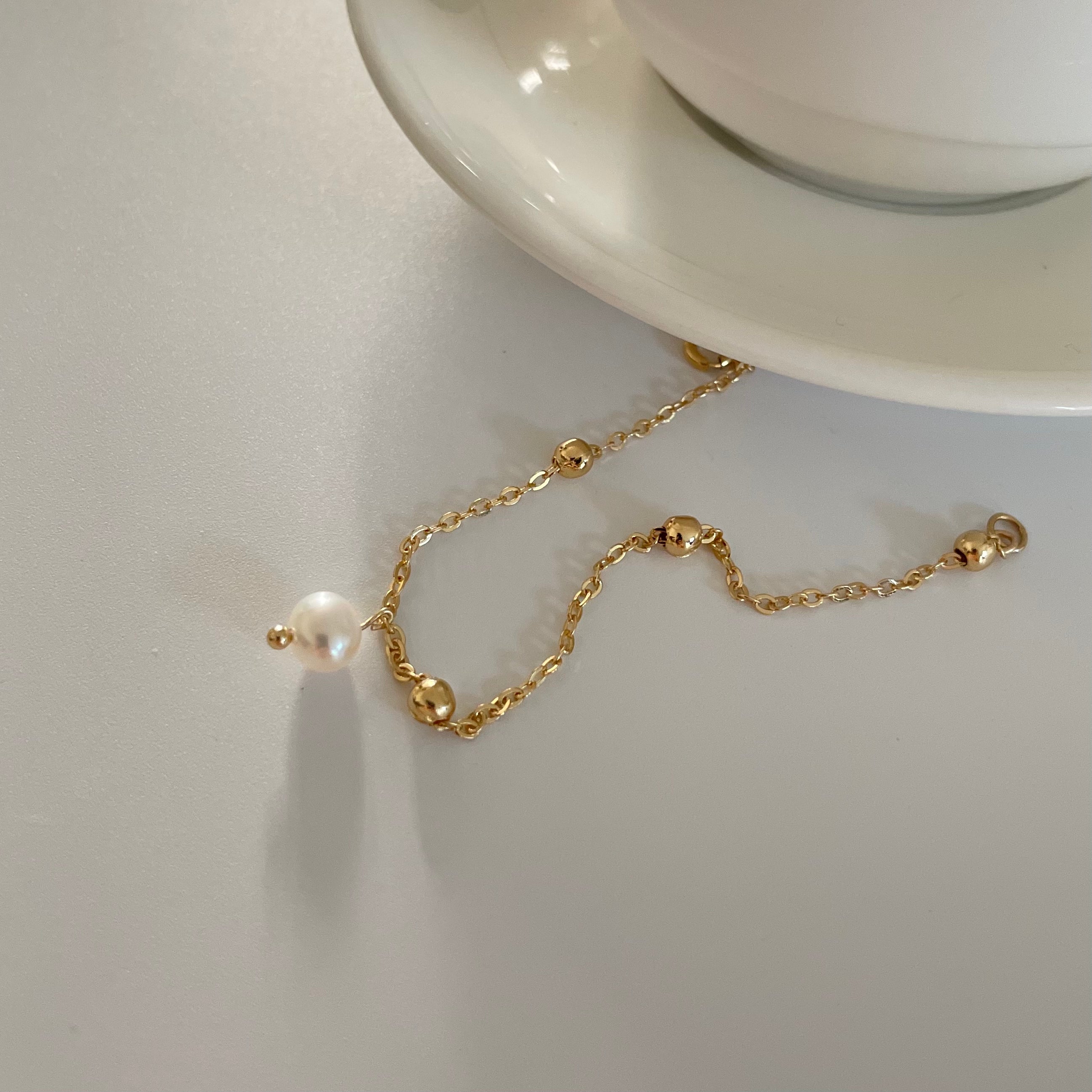 The 'Petite Drop' Dainty Pearl & Bead Bracelet - 14K Gold Filled