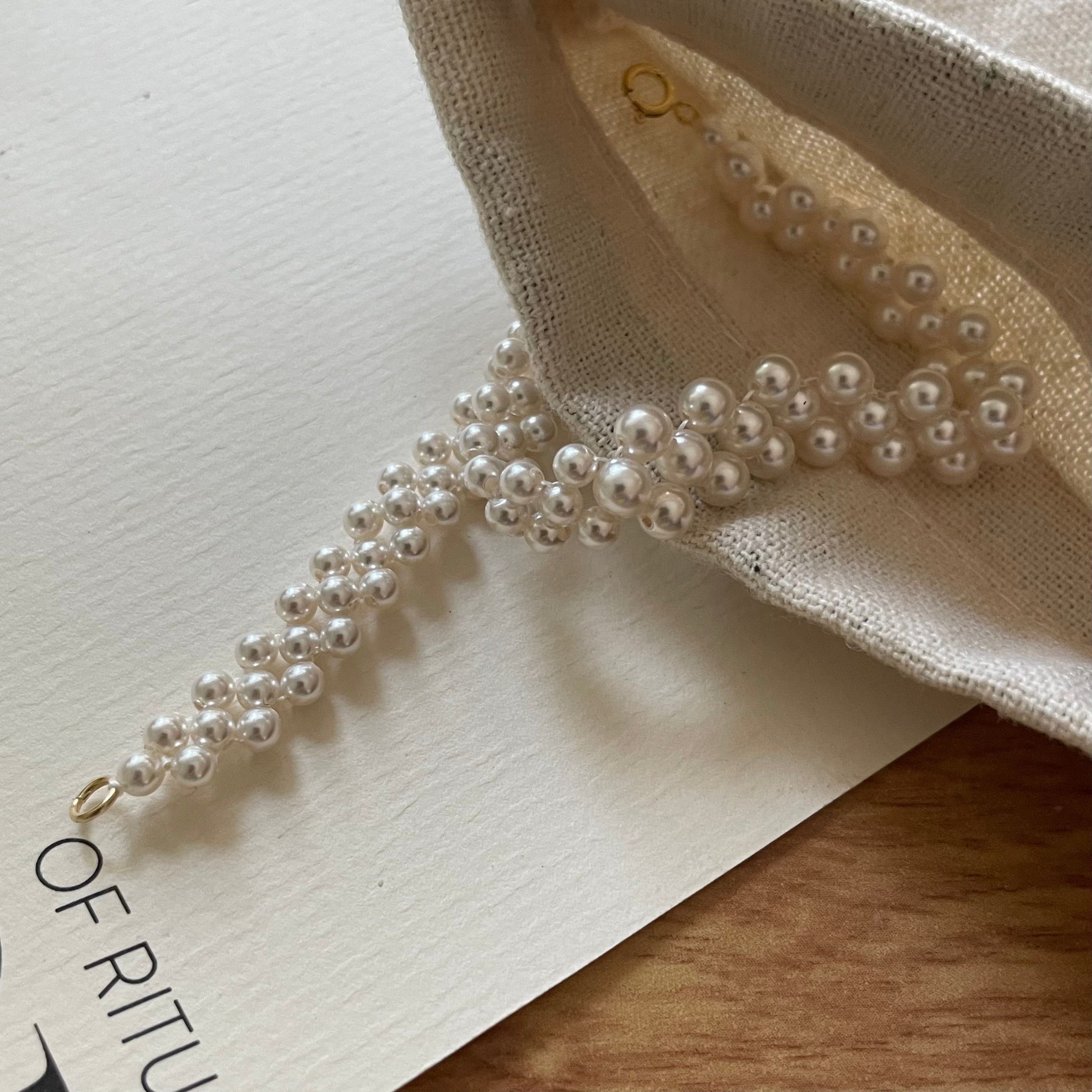 The 'Hepburn' Vintage Texture Pearl Bracelet - US 14K Gold Filled