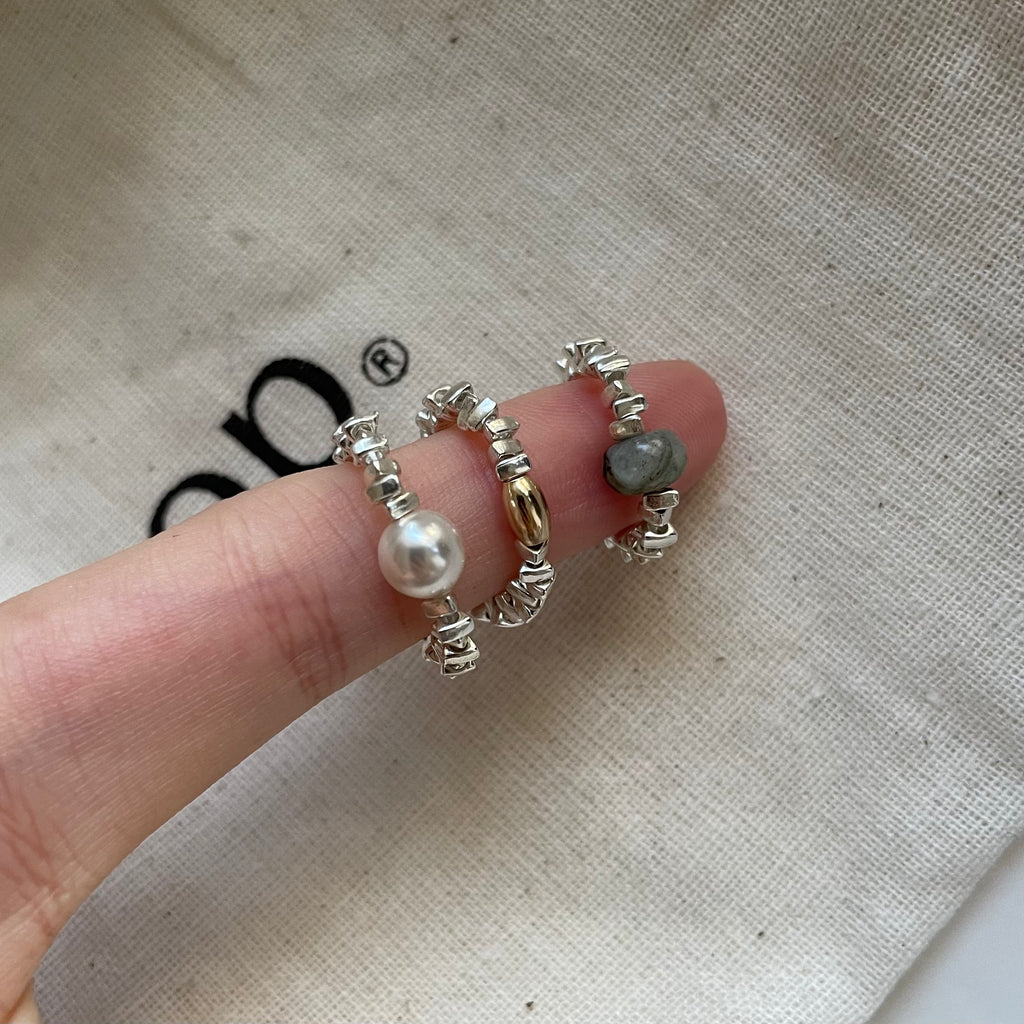 The 'Raw Nugget' Organic Silver Stretch Ring - Solid S925 Silver