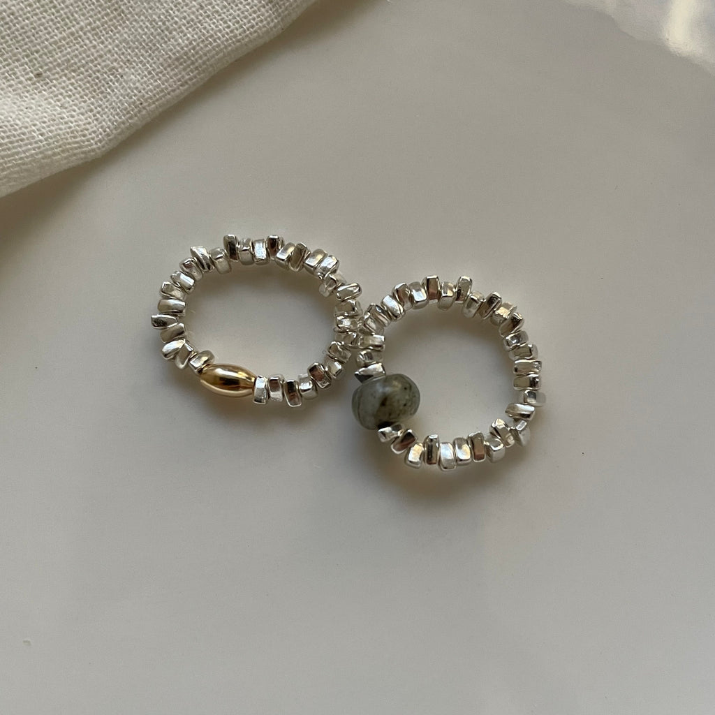 The 'Raw Nugget' Organic Silver Stretch Ring - Solid S925 Silver