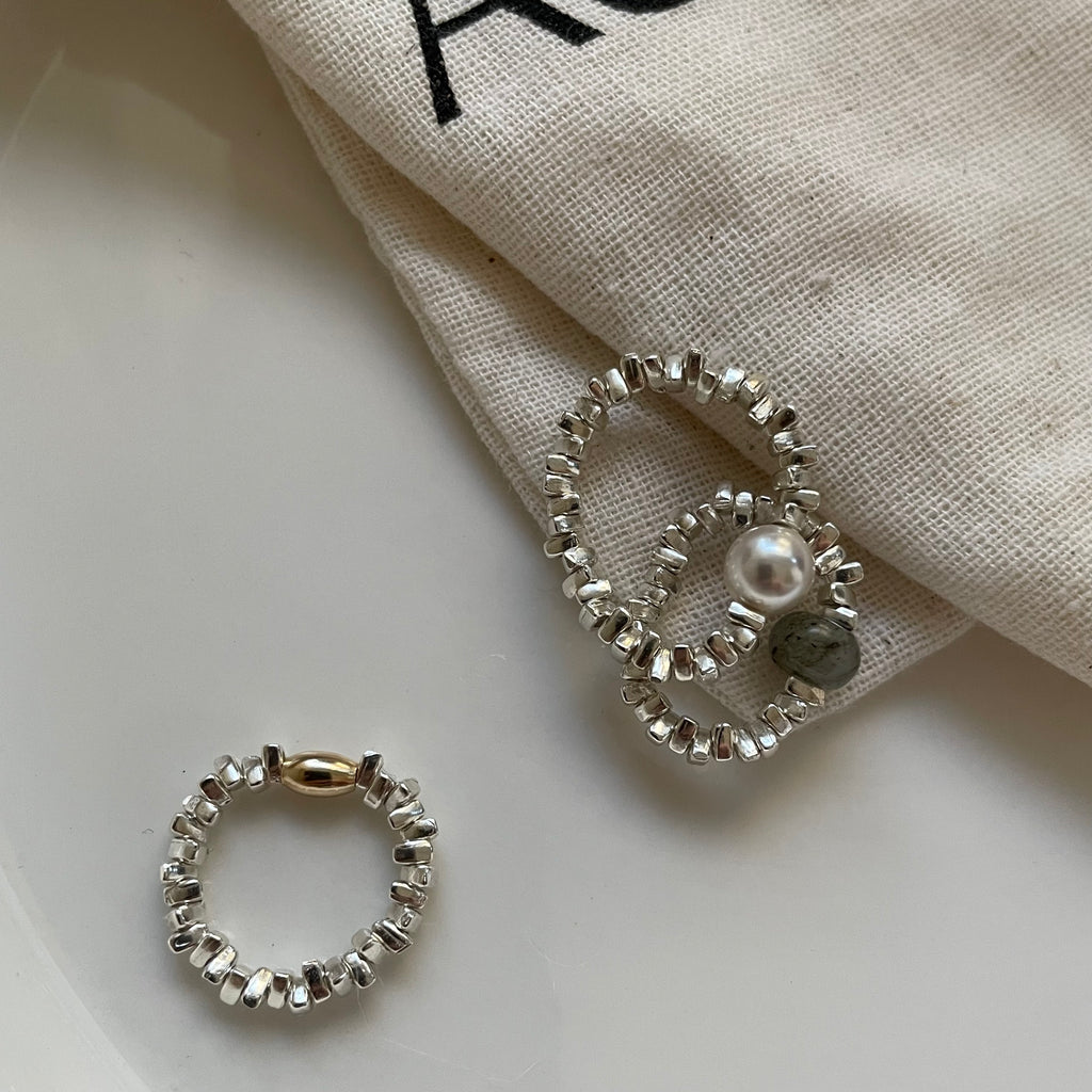 The 'Raw Nugget' Organic Silver Stretch Ring - Solid S925 Silver