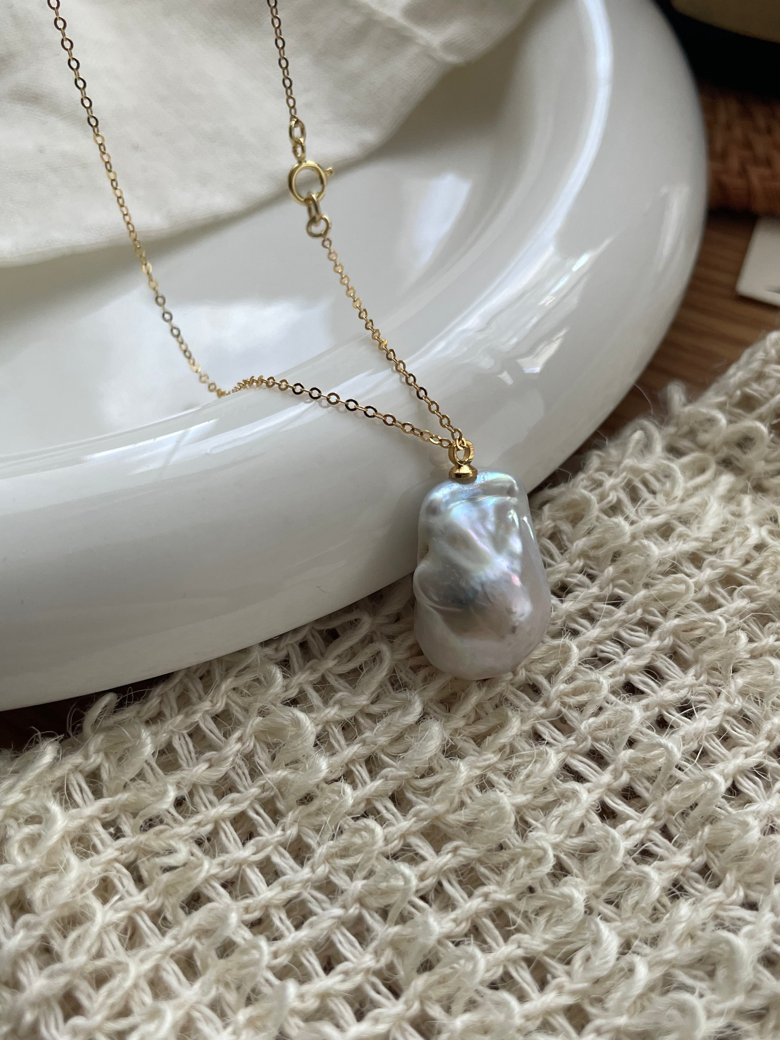 Baroque Pearl Chain Necklace