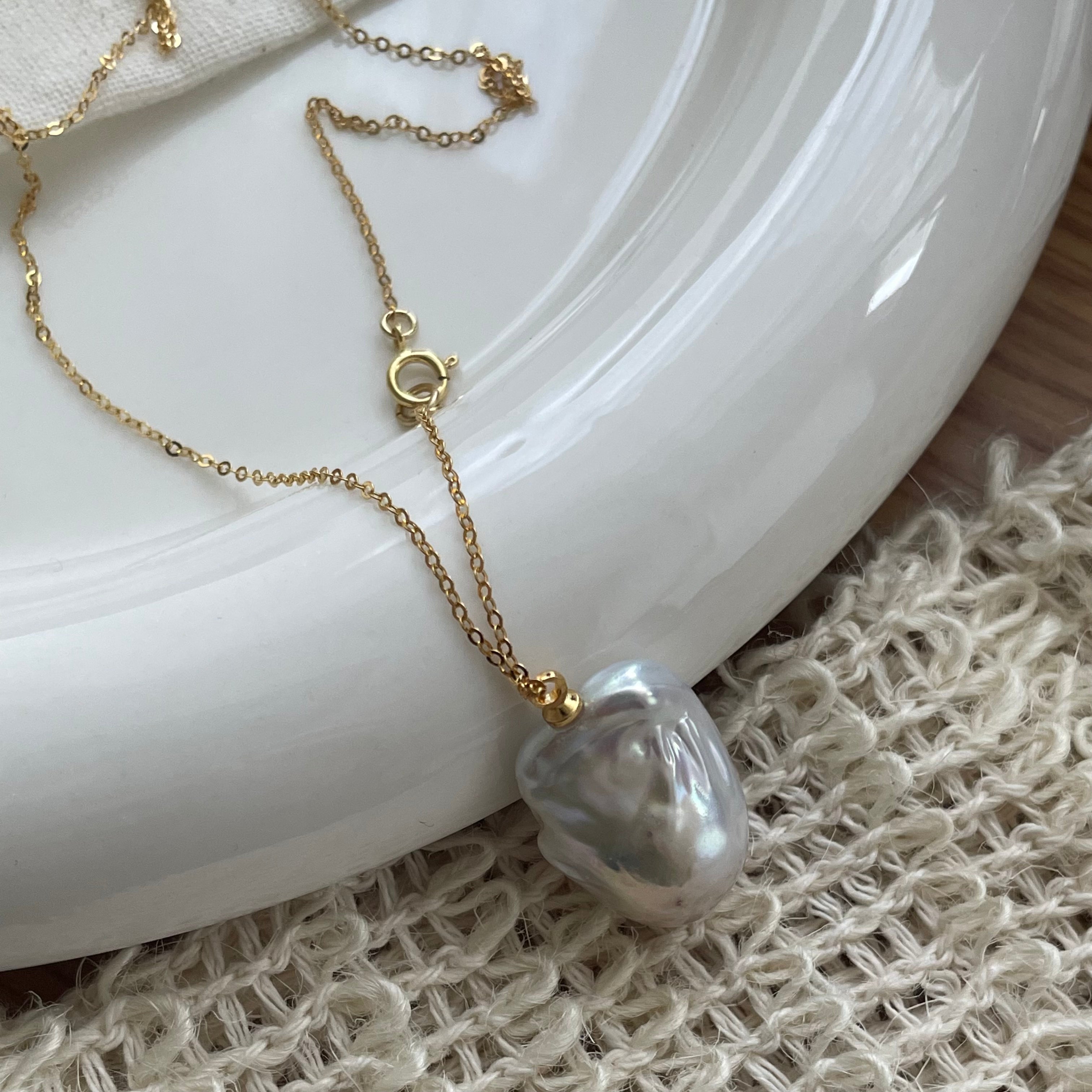 Baroque Pearl Chain Necklace