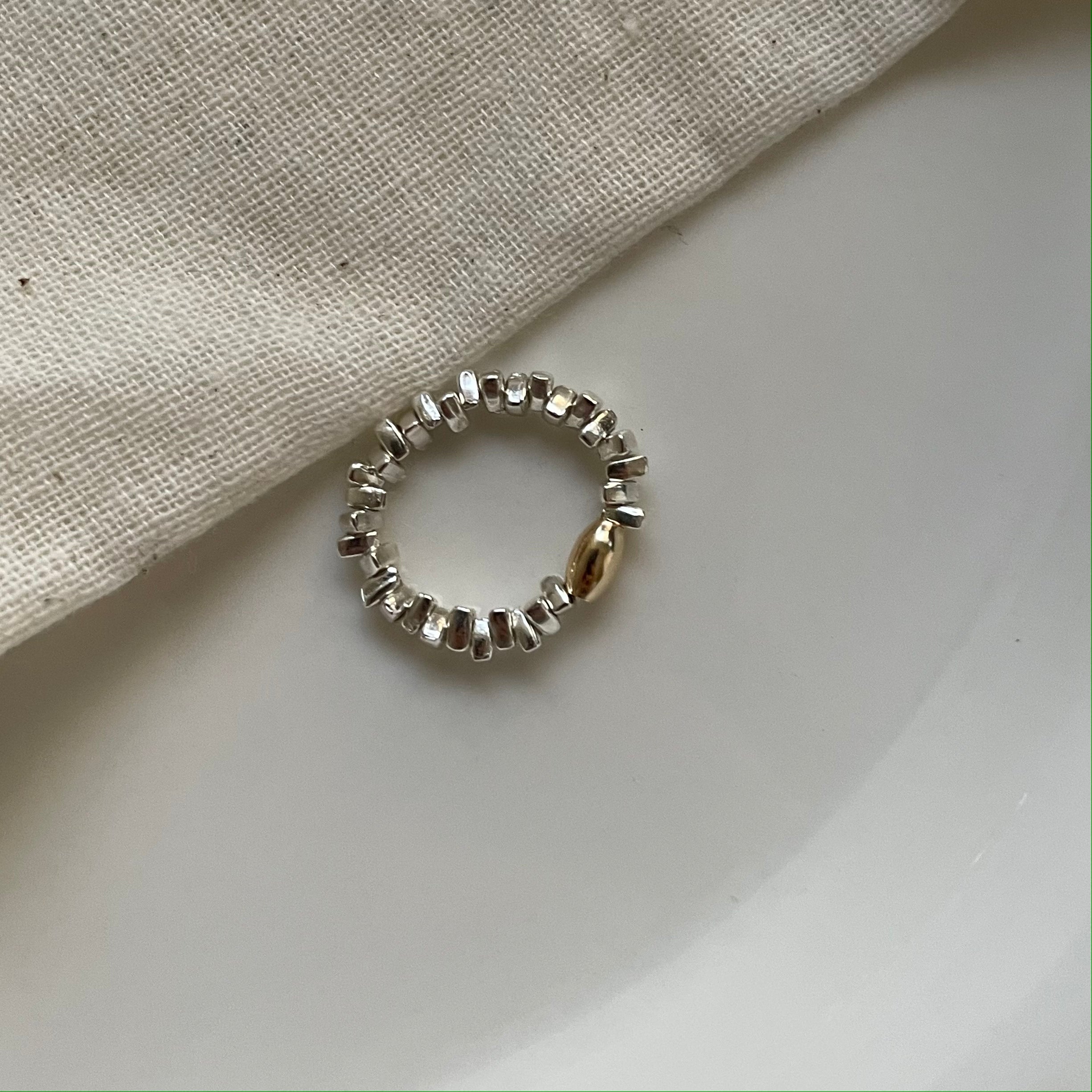 The 'Raw Nugget' Organic Silver Stretch Ring - Solid S925 Silver