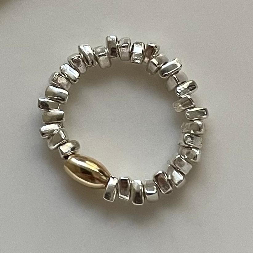 The 'Raw Nugget' Organic Silver Stretch Ring - Solid S925 Silver