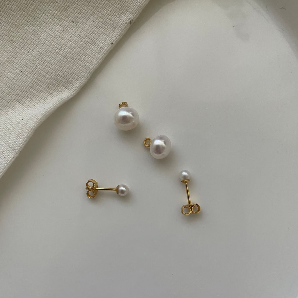 Classic 'Duo' Double Pearl Stud Earrings