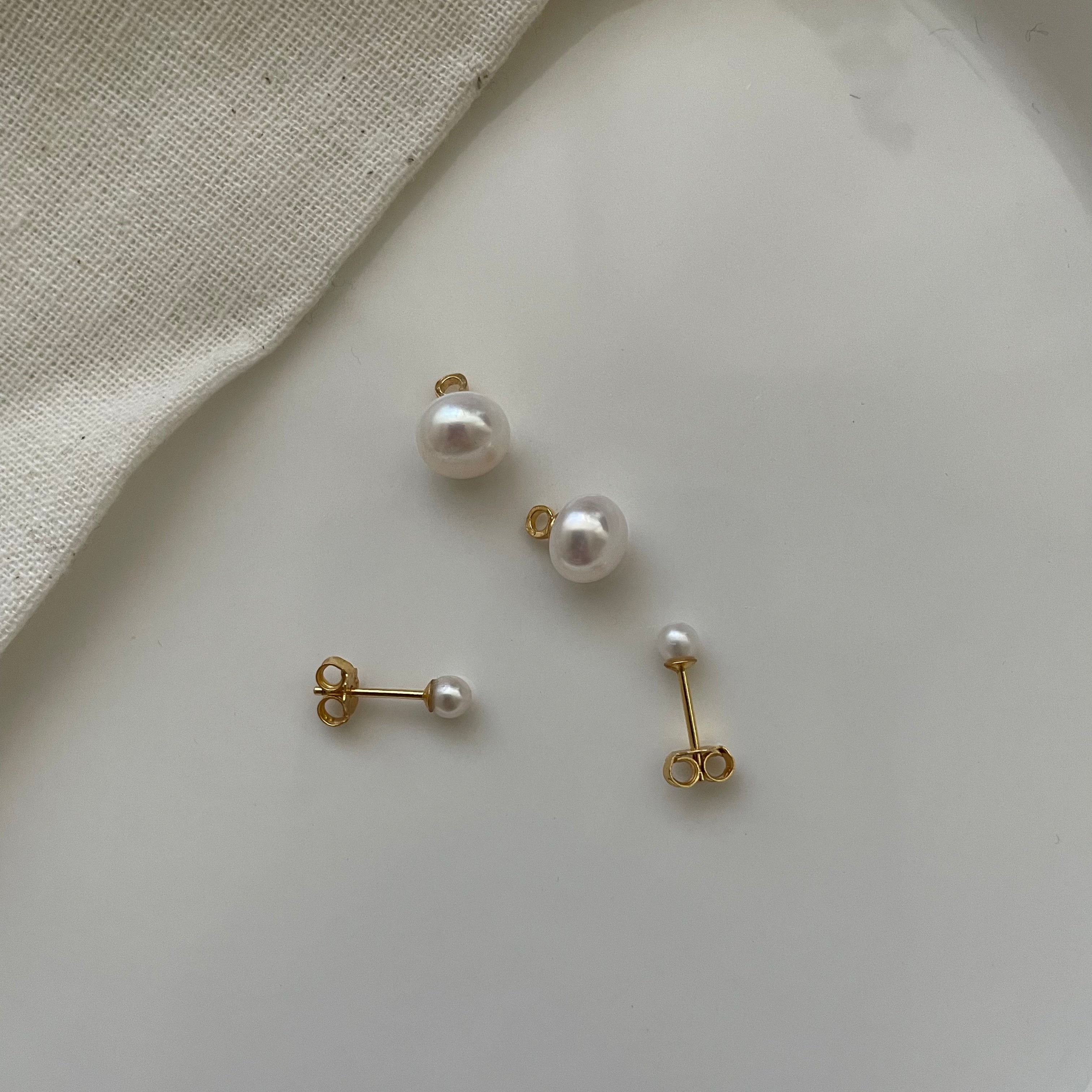 Classic 'Duo' Double Pearl Stud Earrings