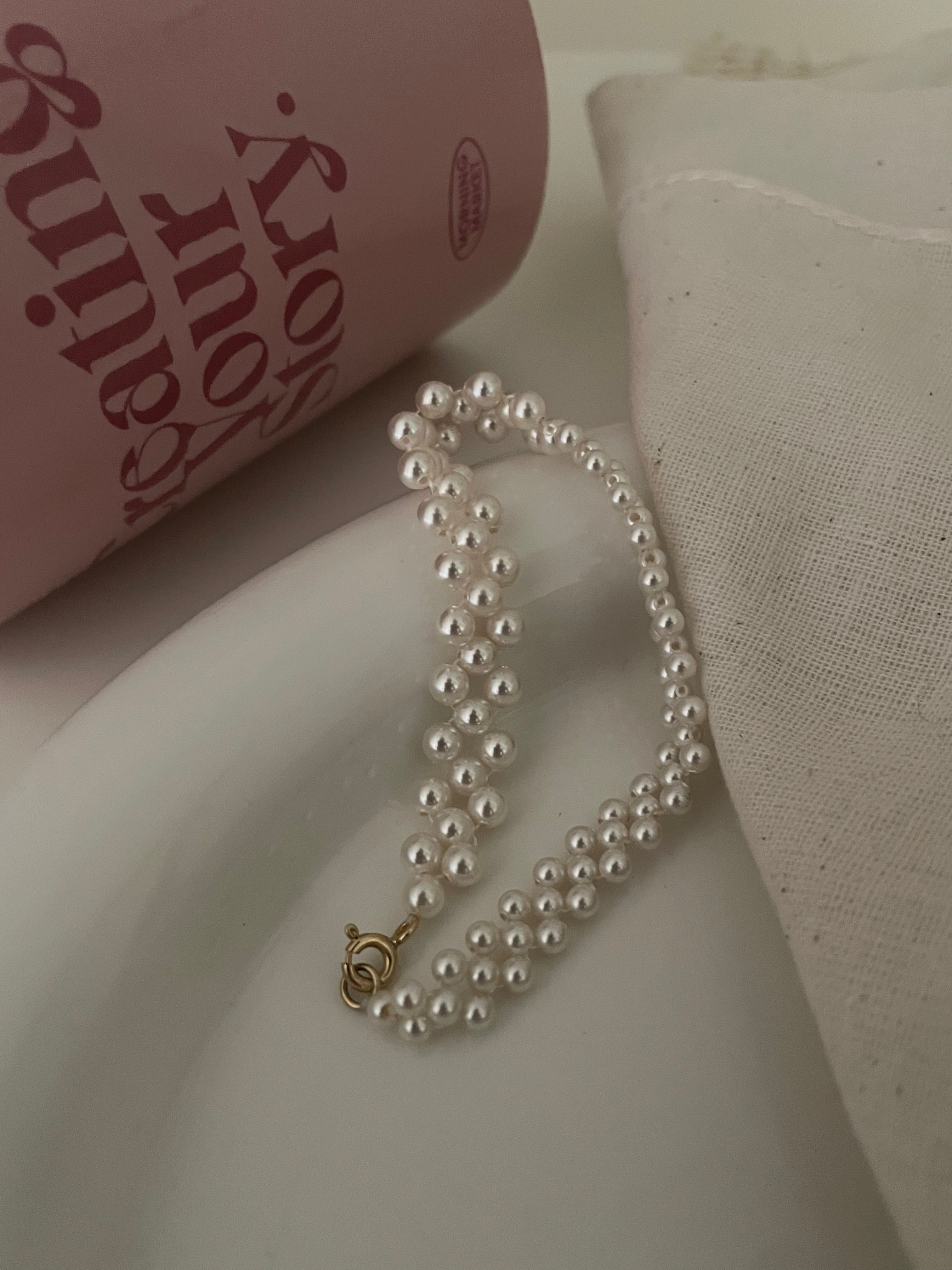 The 'Hepburn' Vintage Texture Pearl Bracelet - US 14K Gold Filled