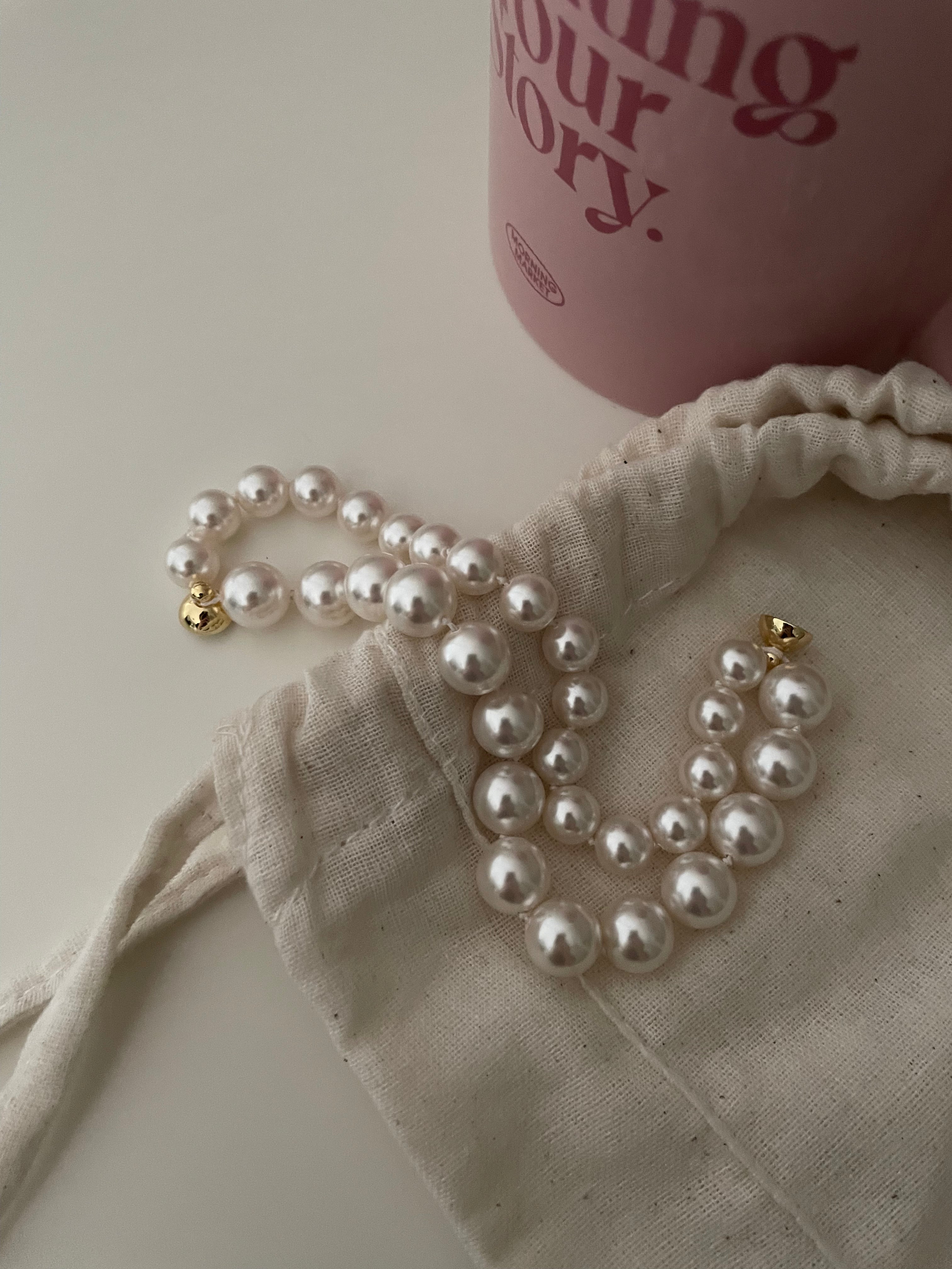 The 'Parisienne' Double Strand Pearl Bracelet with Gold Magnetic Clasp - 14K Gold Filled