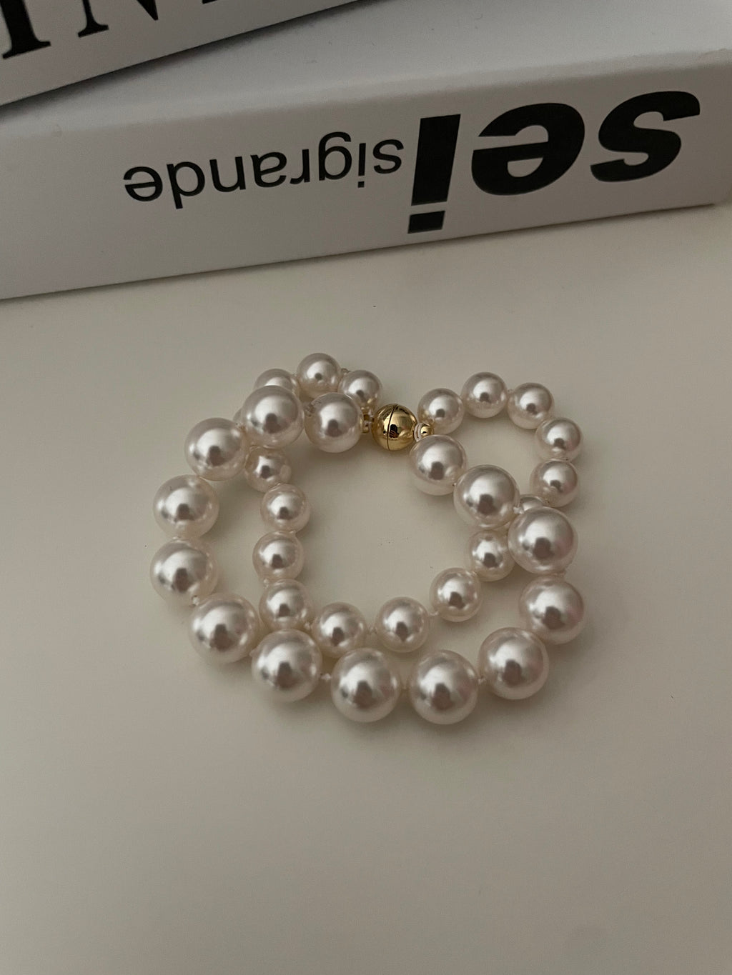 The 'Parisienne' Double Strand Pearl Bracelet with Gold Magnetic Clasp - 14K Gold Filled