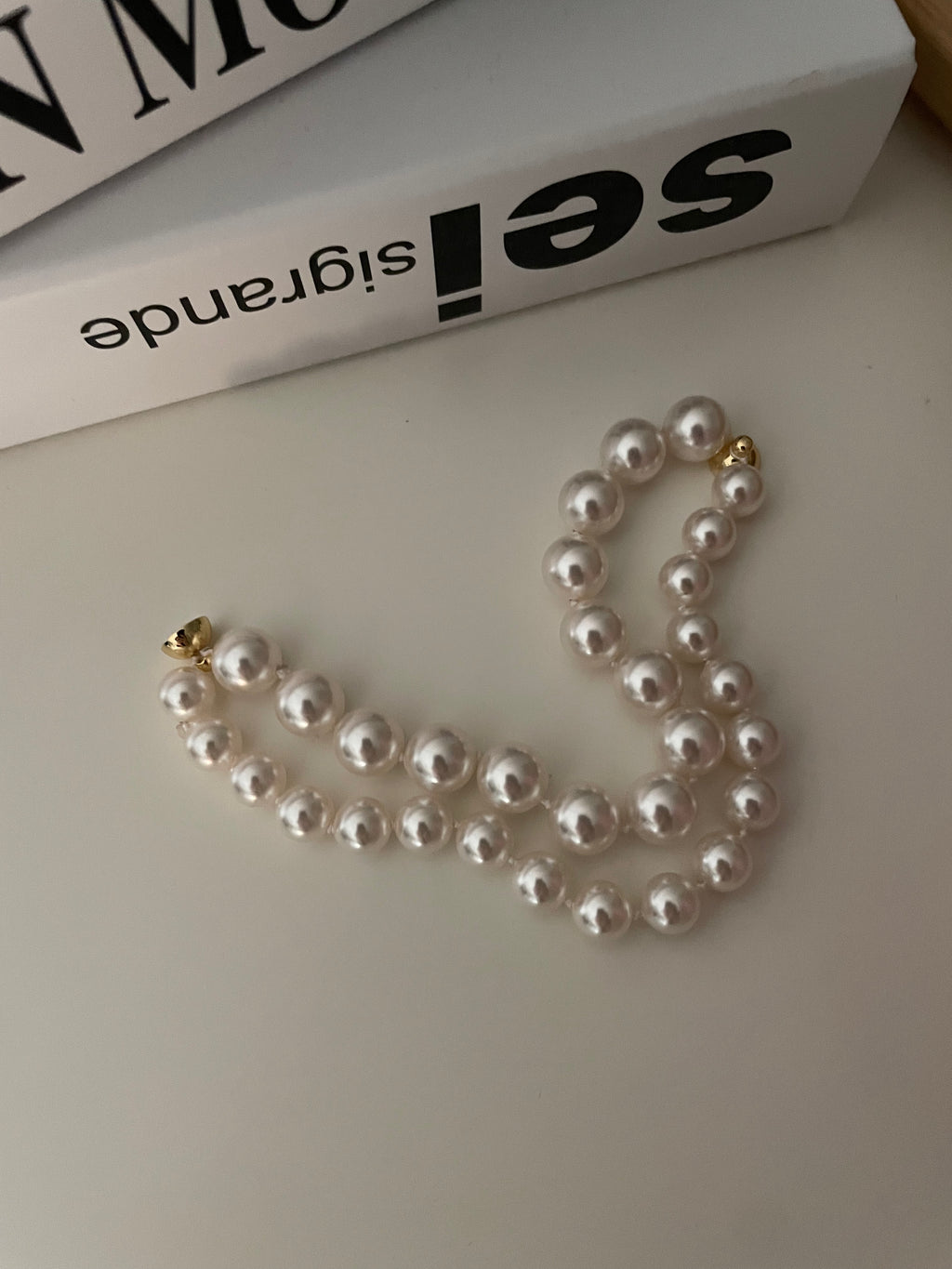 The 'Parisienne' Double Strand Pearl Bracelet with Gold Magnetic Clasp - 14K Gold Filled