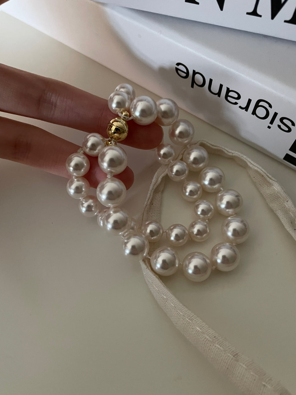 The 'Parisienne' Double Strand Pearl Bracelet with Gold Magnetic Clasp - 14K Gold Filled