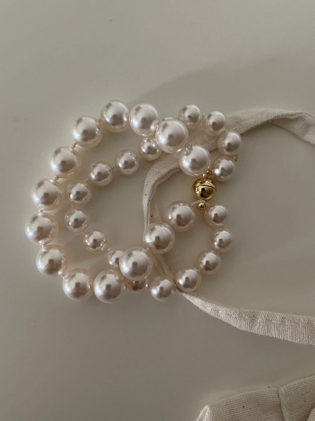 The 'Parisienne' Double Strand Pearl Bracelet with Gold Magnetic Clasp - 14K Gold Filled