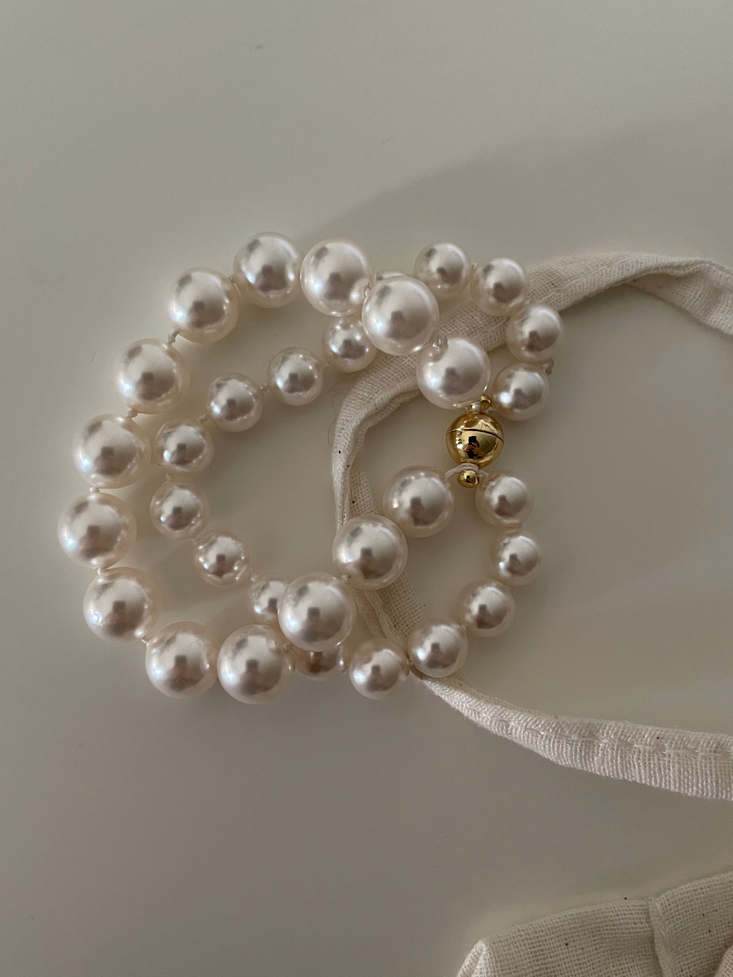 The 'Parisienne' Double Strand Pearl Bracelet with Gold Magnetic Clasp - 14K Gold Filled