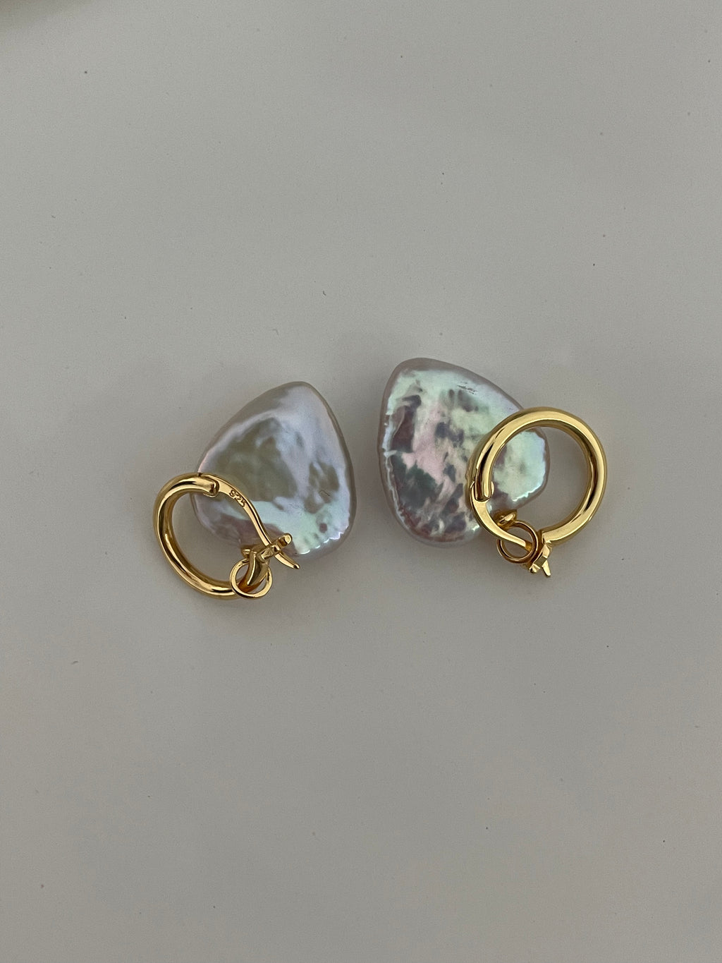 Romantic Heart Baroque Pearl Hoop Earrings