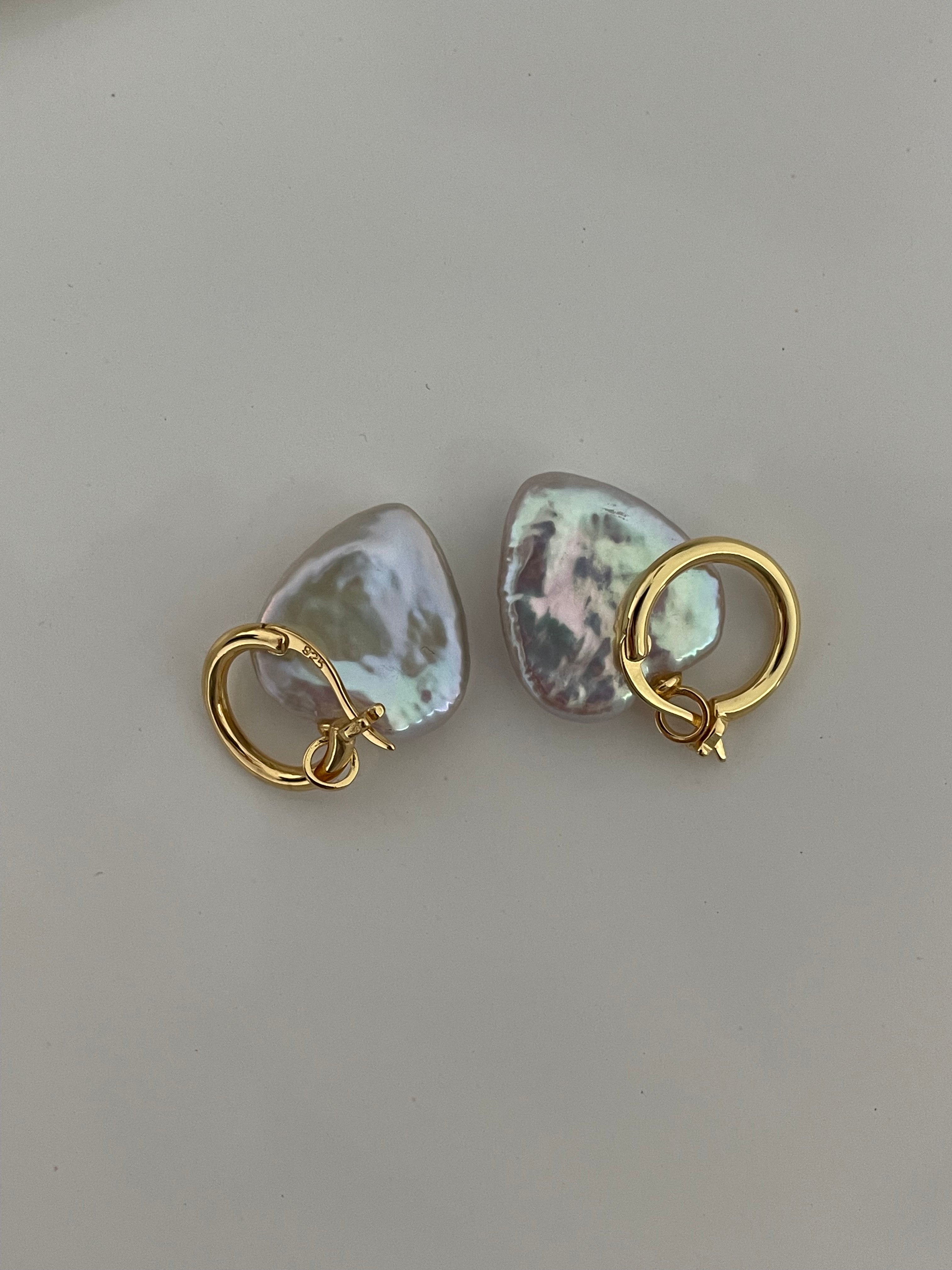 Romantic Heart Baroque Pearl Hoop Earrings