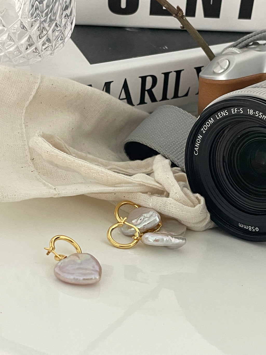 Romantic Heart Baroque Pearl Hoop Earrings