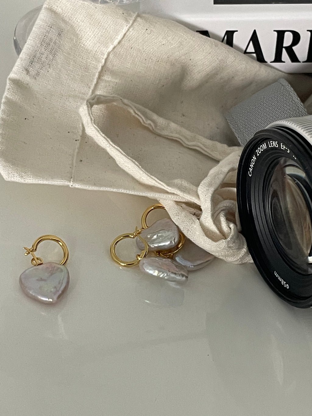 Romantic Heart Baroque Pearl Hoop Earrings