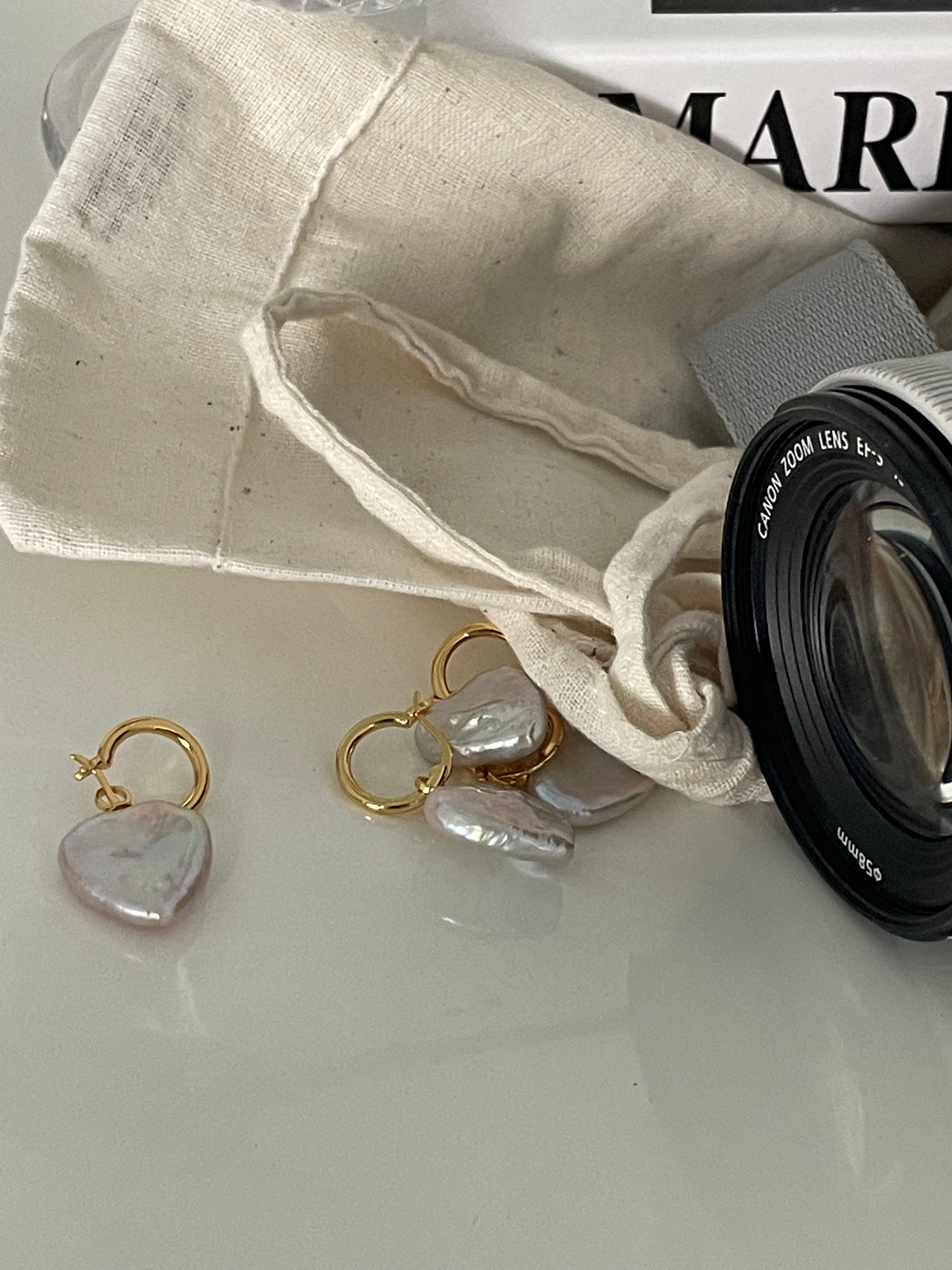 Romantic Heart Baroque Pearl Hoop Earrings