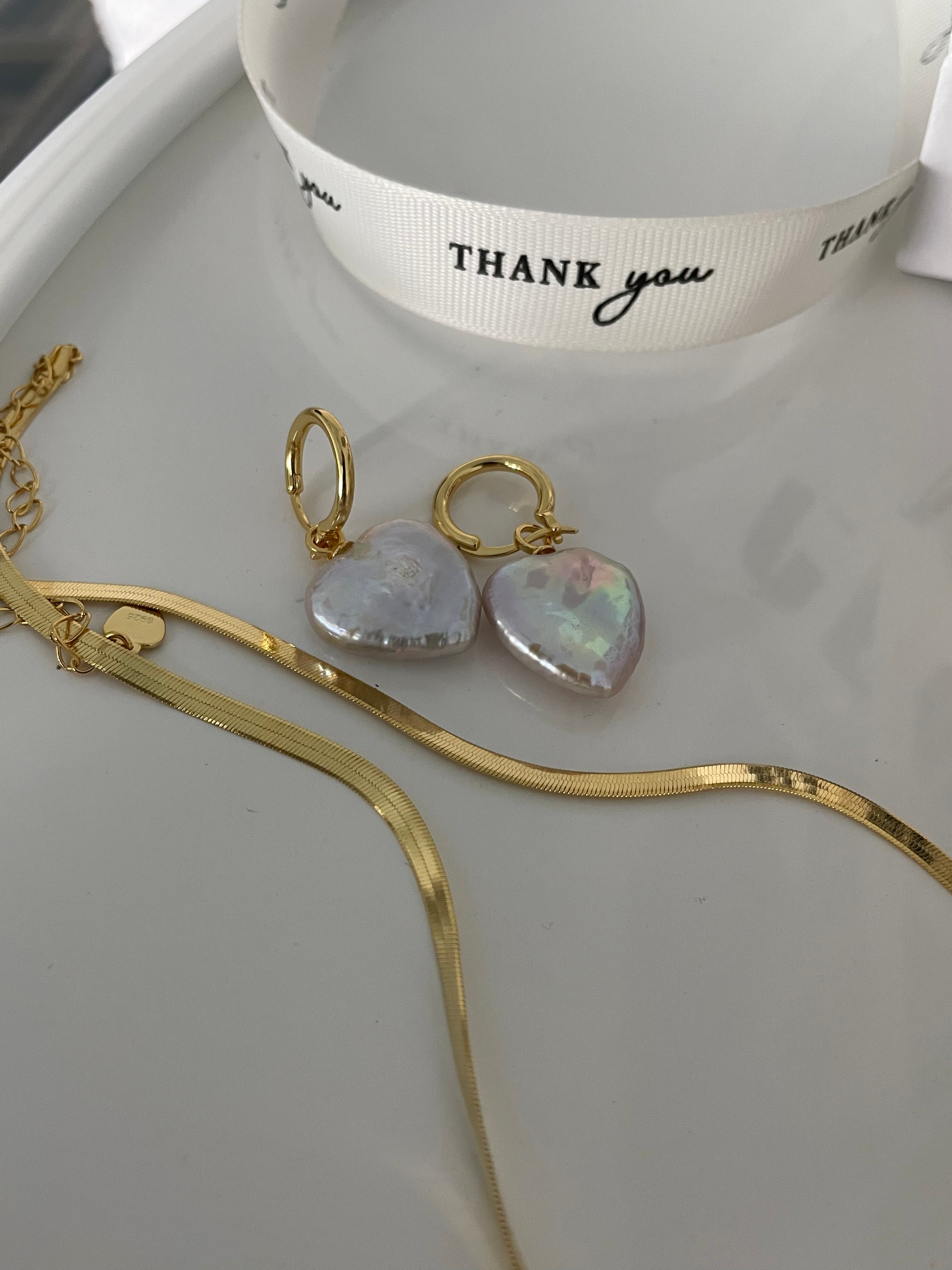 Romantic Heart Baroque Pearl Hoop Earrings