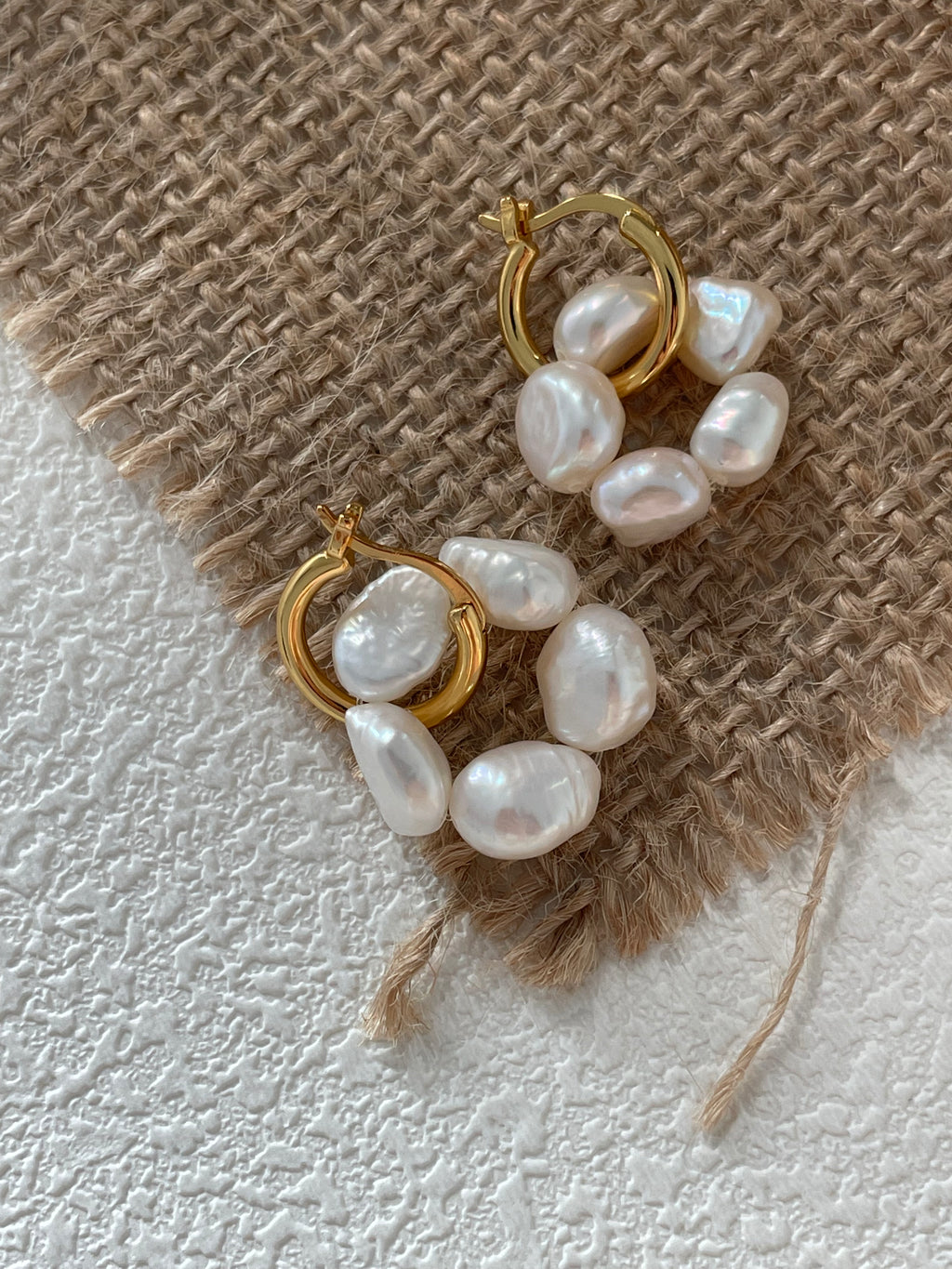 'Flora' Baroque Pearl Cluster Huggie Earrings