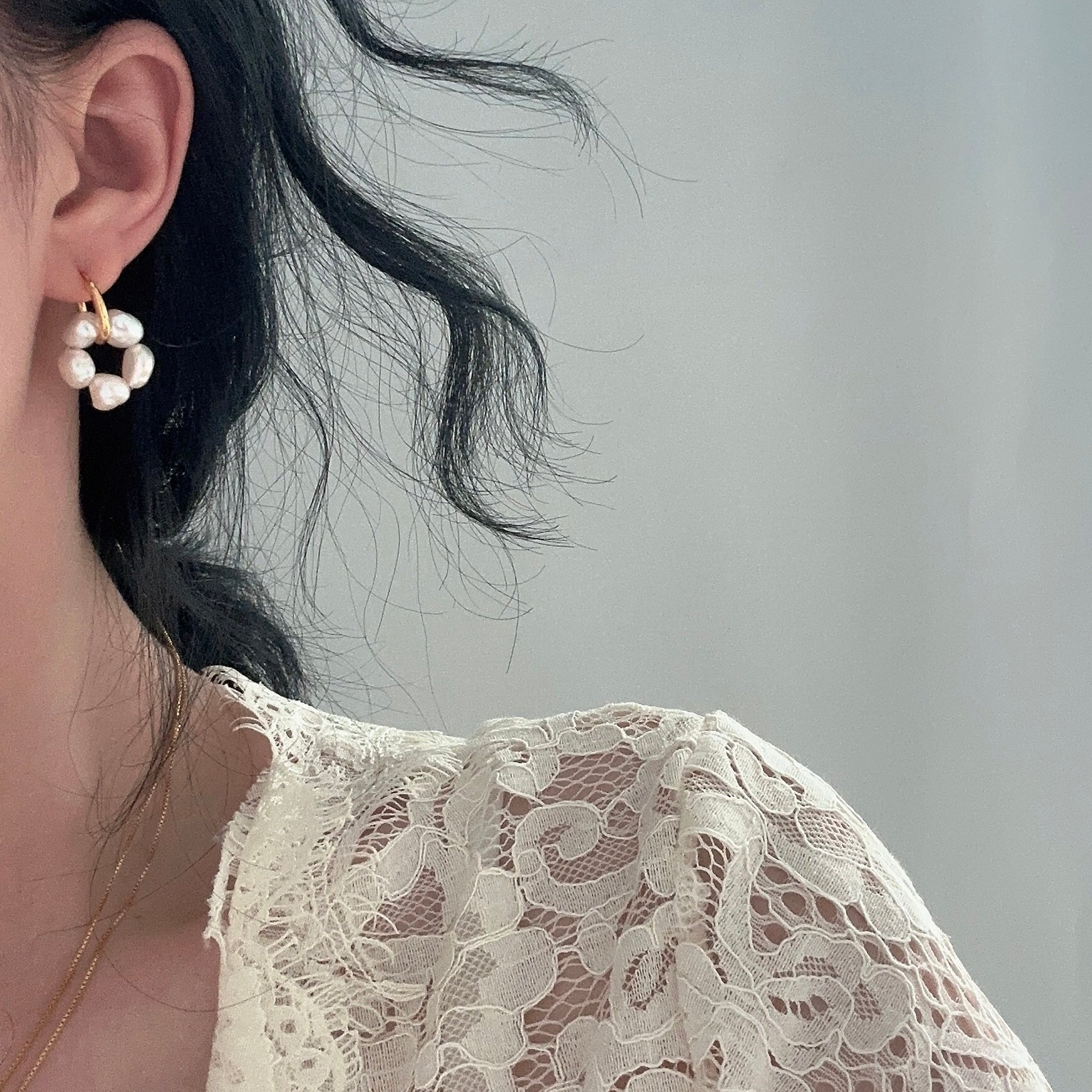 'Flora' Baroque Pearl Cluster Huggie Earrings