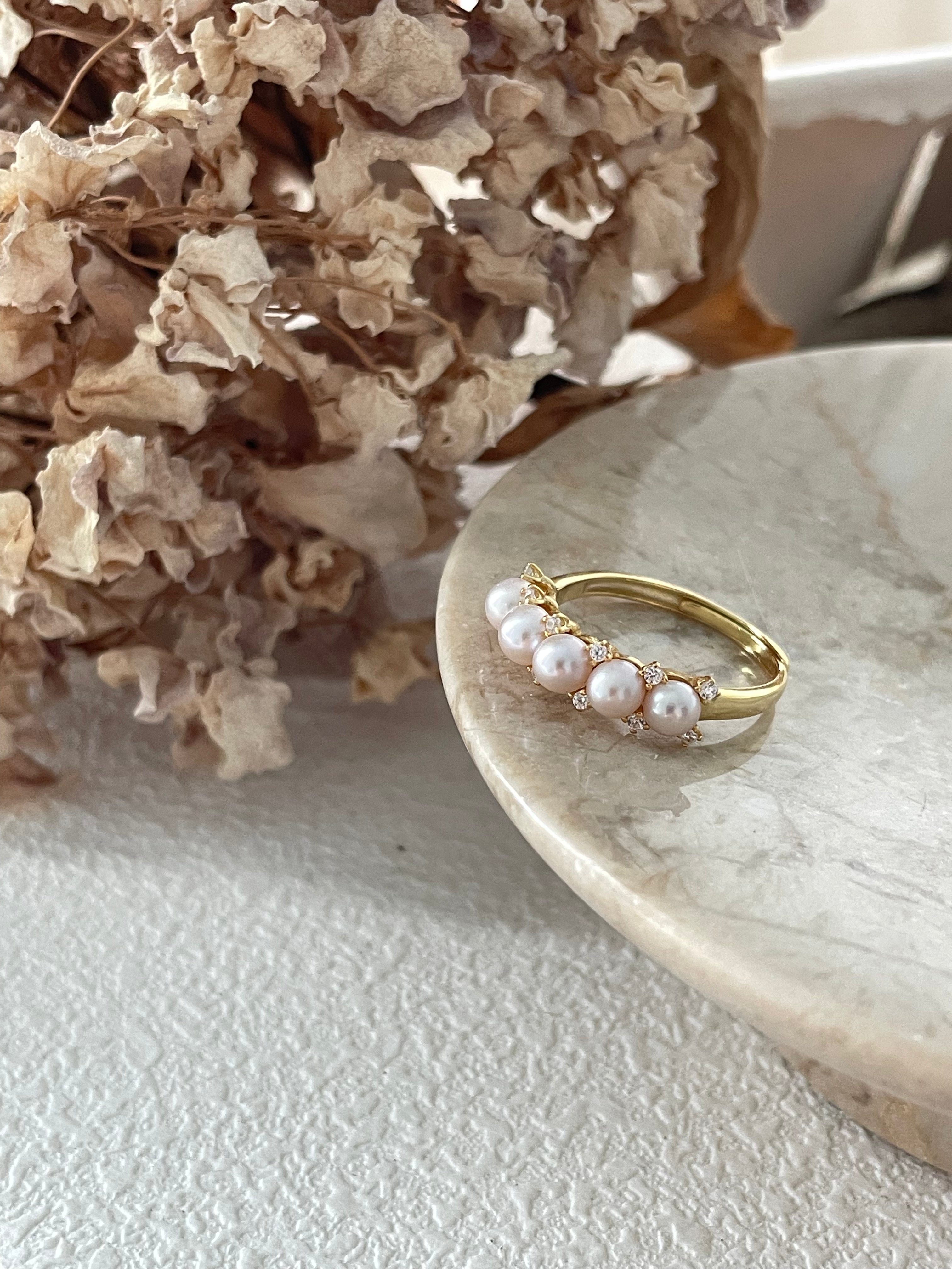 Dainty Baby Pearl & Zircon Band