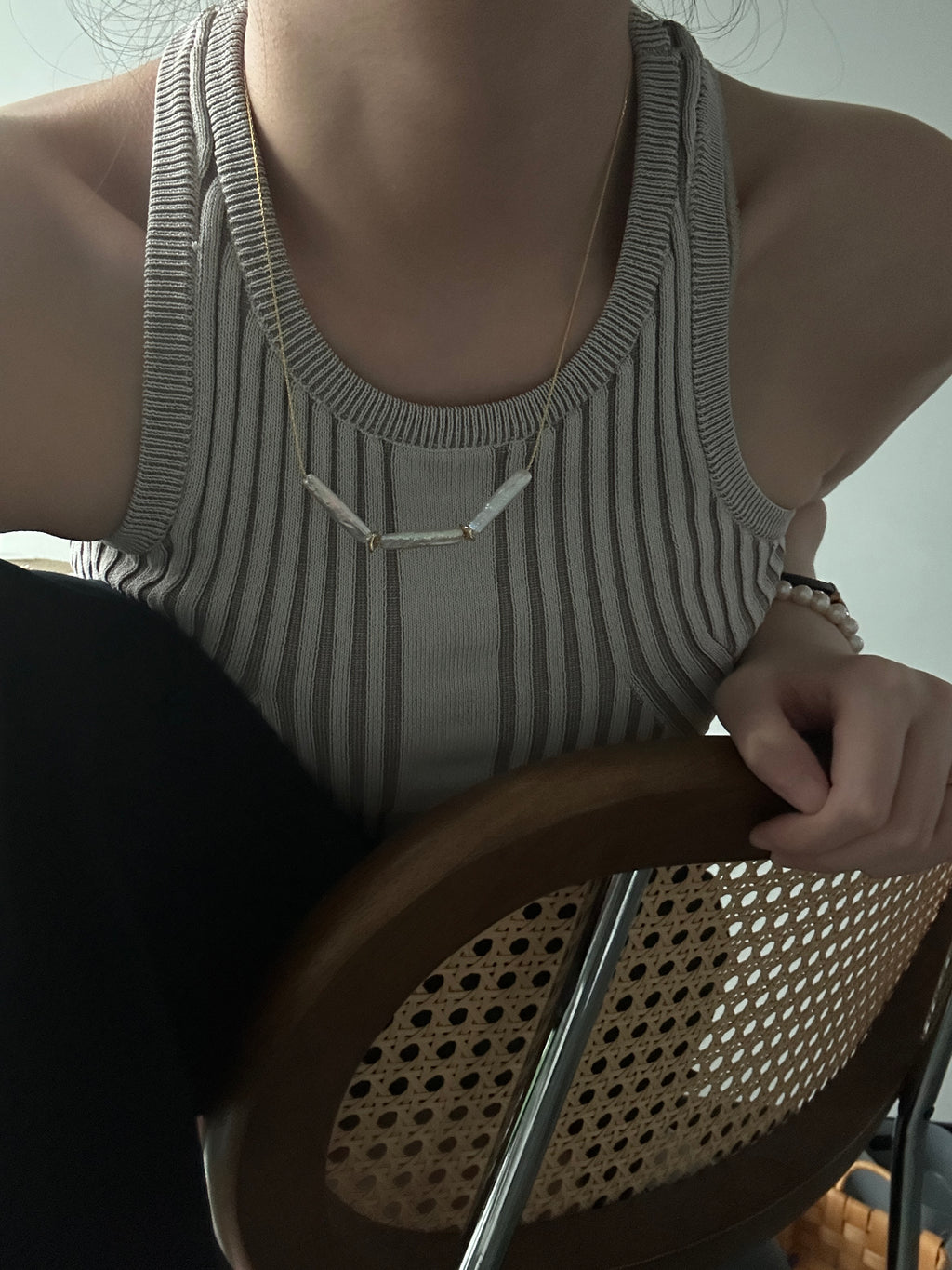 Minimal Baroque Pearl Necklace