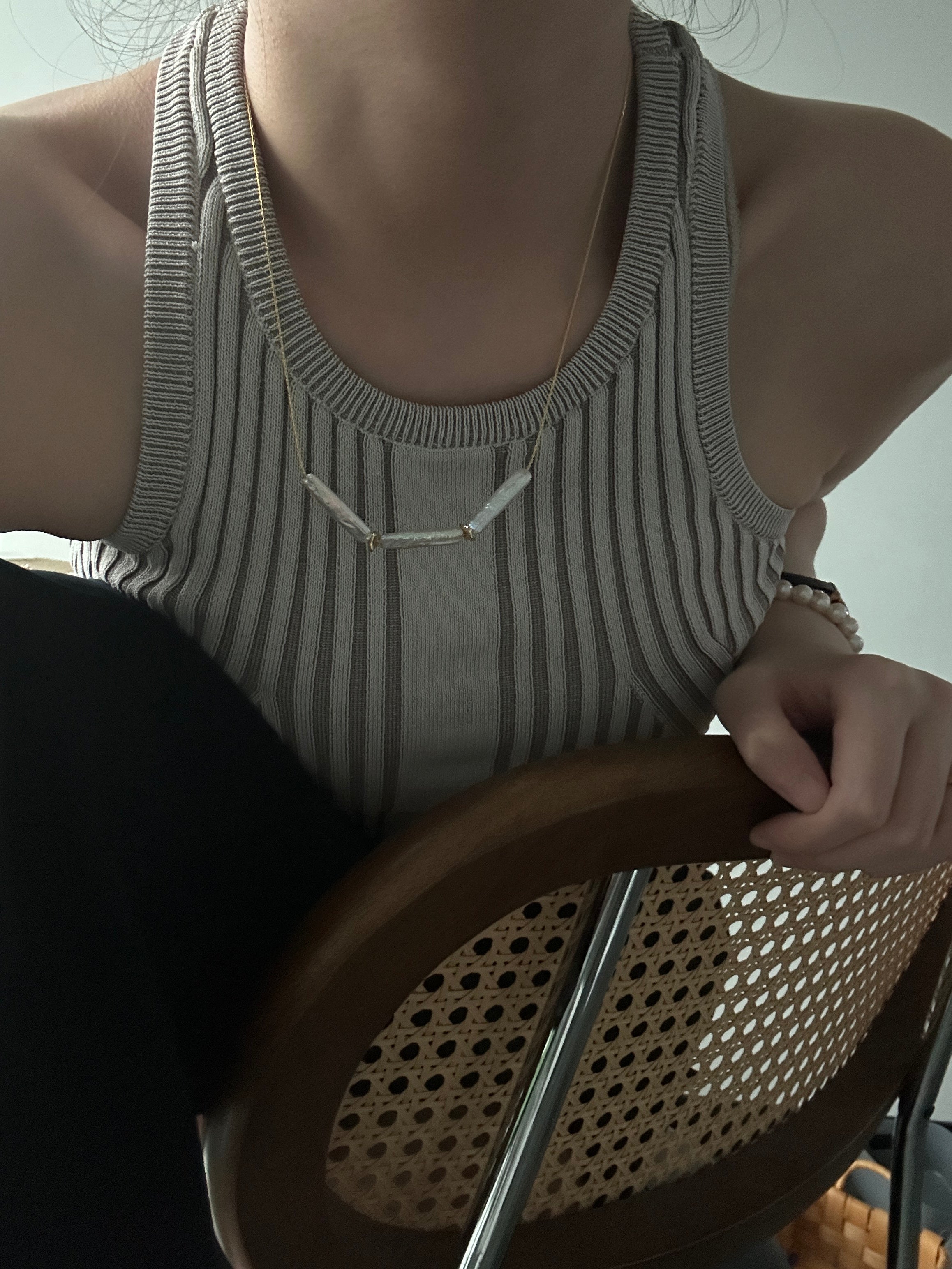 Minimal Baroque Pearl Necklace