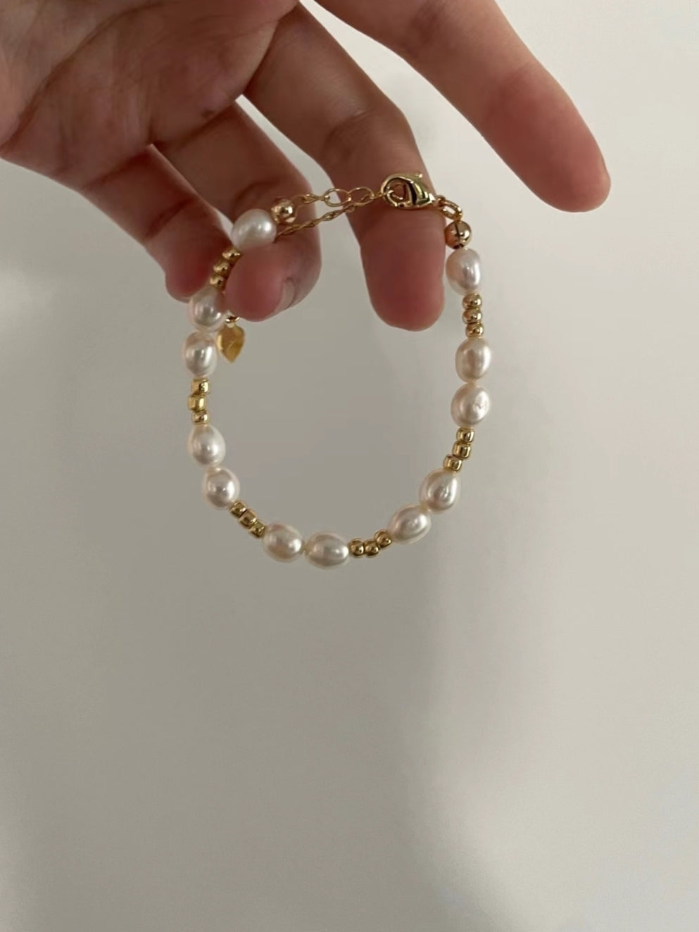 Classic Natural Rice Pearl Bracelet - 14K Gold Filled Adjustable Chain