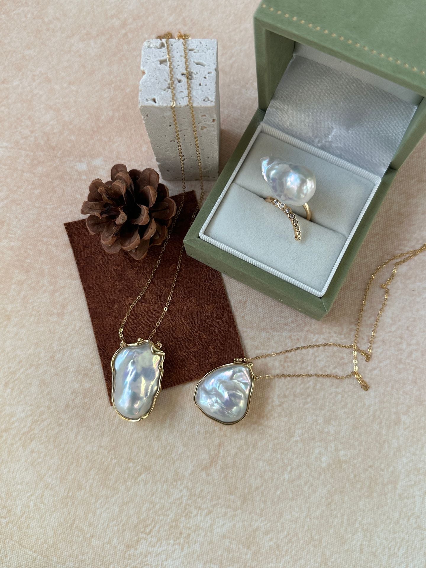 The 'Greta' Giant Metallic Baroque Pearl Necklace - 14K Gold Filled Long Chain