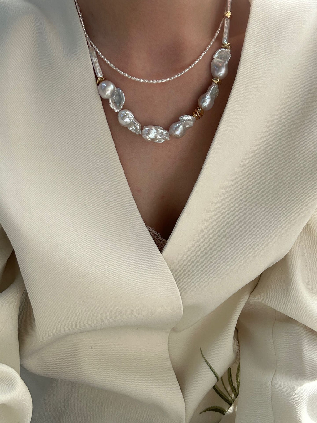 The 'Sculptural Collage' Mixed Baroque Pearl Statement Necklace