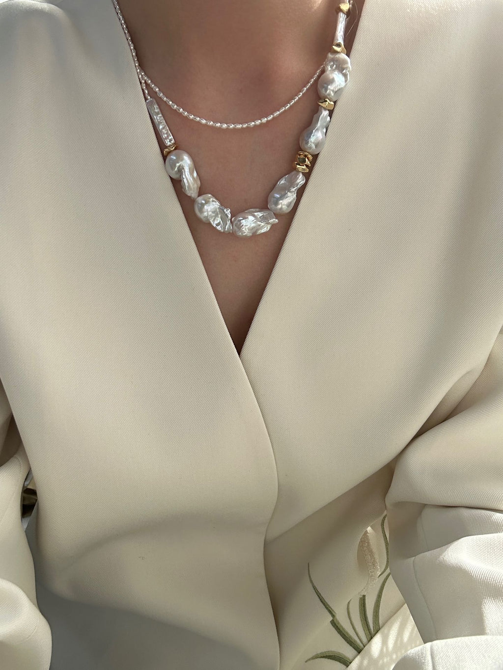 The 'Sculptural Collage' Mixed Baroque Pearl Statement Necklace