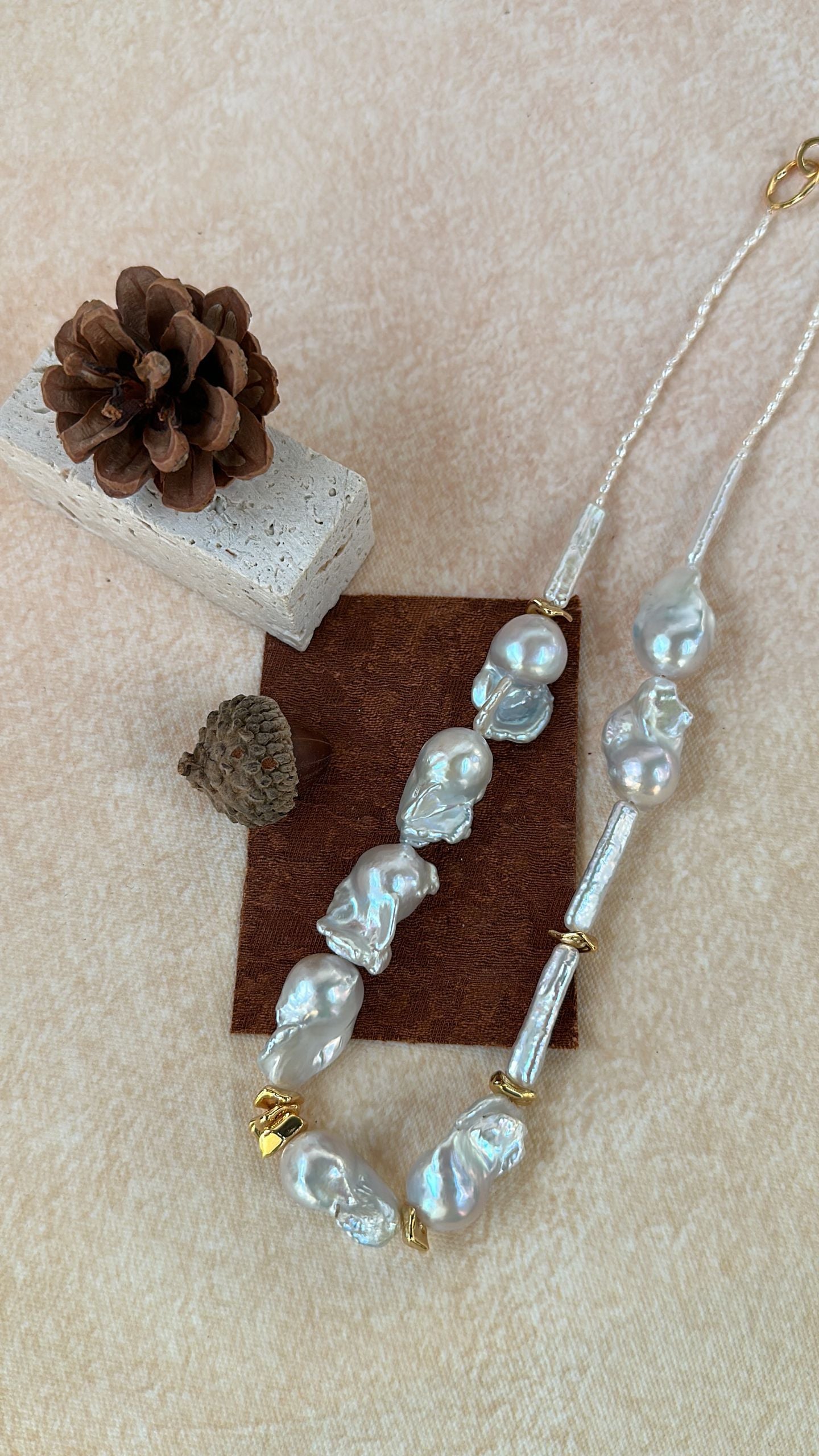 The 'Sculptural Collage' Mixed Baroque Pearl Statement Necklace