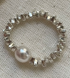 The 'Raw Nugget' Organic Silver Stretch Ring - Solid S925 Silver